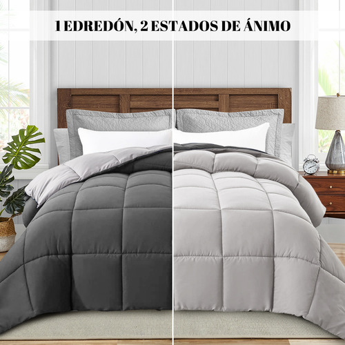 Edredón Acolchao Doble Vista Para Toa Stación Queen Diseño E La Tela Rayas 223cm×223cm Color Gris Oscuro Rayas