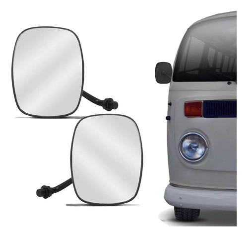 Par Retrovisor Kombi Clipper 1976 A 1996 Preto Modelo Fixo