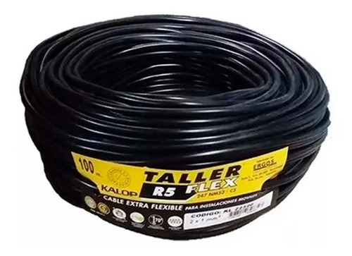 Cable Tipo Taller Kalop 3x1mm X100m Normalizado Iram Negro