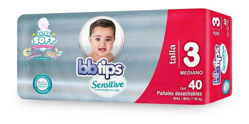 Pañal Para Bebé Bbtips Sensitive Talla 3 Mediano 40 Pieza