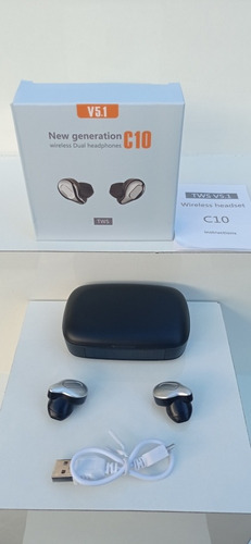 Imagen 3 de 8 de Audífonos Inalámbricos C10 Waterproof+power Bank+mic Silver