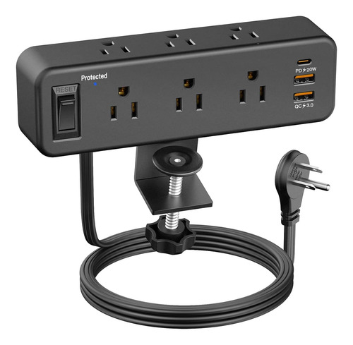 Regleta Multicontacto Para Mesa De Computadora Con 6 Salidas