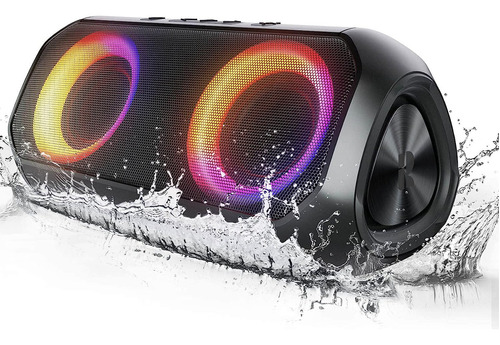 Rythflo Bluetooth Speakers, [blod Bass & Dynamic Lights] Por Color Glossy Black 110v