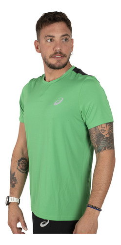 Remera Asics Print Hombre Training Verde