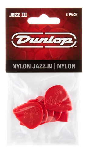 Pack Puas Dunlop Jazz Iii X6 Color Rojo