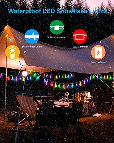 Imagen 3 de 7 de Aclorol Guirnalda De Luces Led De Copo De Nieve Ws2811 Rgb D