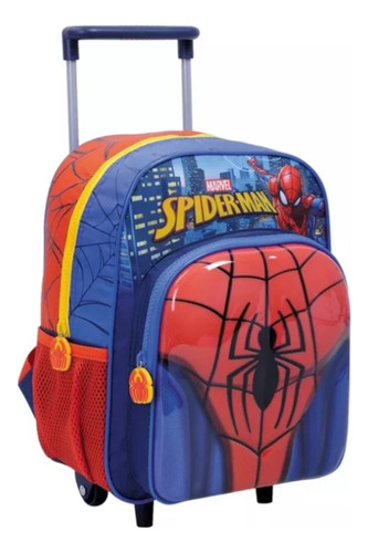 Mochila Con Carro Spiderman 12 Escolar Jardin