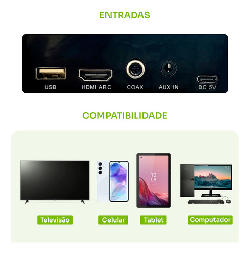 Caixa De Som Sound Bar Home Theater Bluetooth Para Tv Cinema 80w Cor Preto Boyu Cell