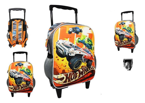 Mochila Race Con Luces Con Ruedas 9619l101t Arpelli Color Negro