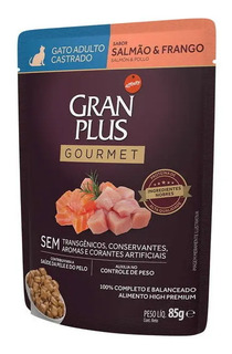 Sachê Ração Úmida P/ Gato Cstr Salmão/frango 85g Gran Plus