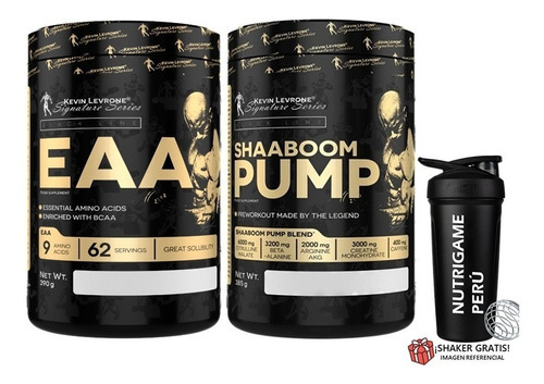 Pack Kevin Levrone Eaa 62serv. + Shaaboom Pump 44serv. Sabor Fruit punch