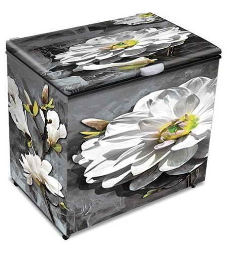 Kit Adesivo Freezer Completo Arabesco Flor Branca Elegancy