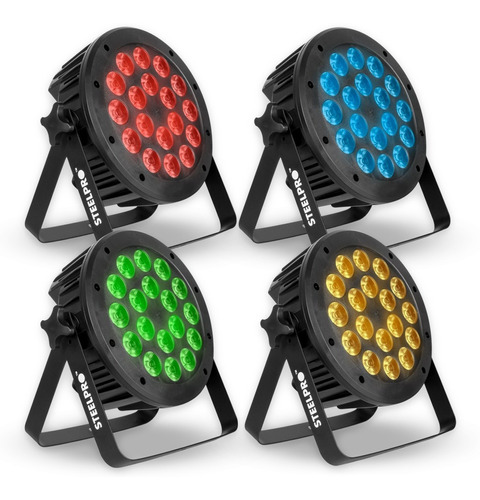 Cañon Par Led 4 Piezas 18x15 Watts Rgbw + Ambar Steelpro