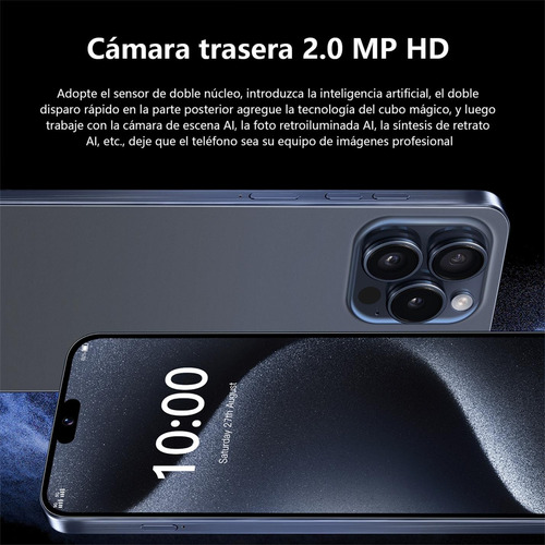 Teléfonos Inteligentes Android Baratos I15 Pro Max Gris 6.8 En 2gb Ram 16gb Rom