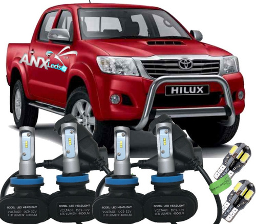 Kit Super Led Hilux 2009 Ate 2015 Baixo Alto E Milha 6000k