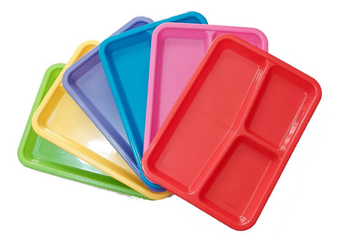 Kit De 20 Plato Rectangulares 3 Div Plasticos Colores 