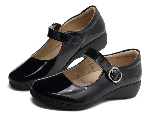 Zapato Niña Escolar Marca Dogi Color Charol Negro 18-21.5