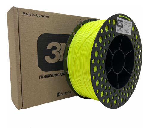 3n3 filamento pla 1.75mm 1kg color amarillo fluor