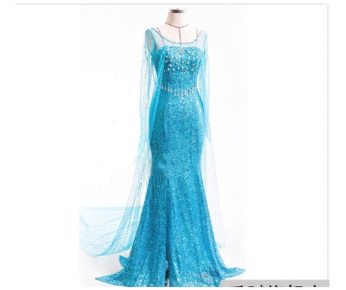 Halloween Frozen Cosplay Adulto Frozen Princesa Elsa Vestido