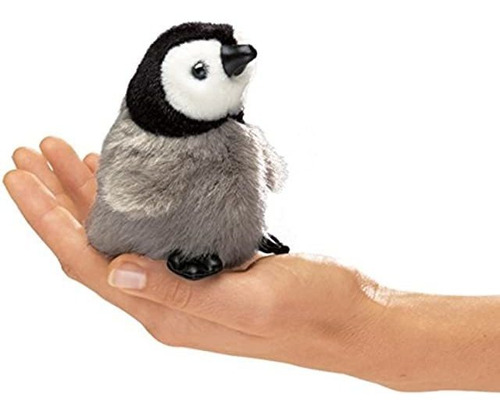 Folkmanis Mini Emperor Penguin Baby Finger Marioneta Gris-a