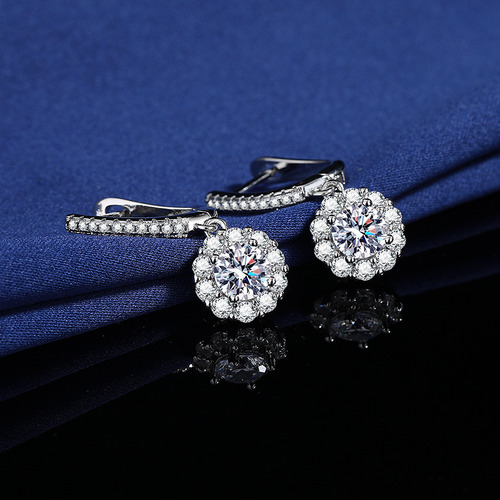 Pendientes De Aro De Moissanita Flores Para Mujer, , Pendientes De Plata 925 Para Mujer, Pendientes De Diamantes De Moissanita,navidad, Bodas, Aniversarios, Regalos Para Mujeres, Mamás