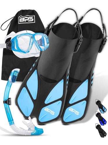 Bps Mask Fin Snorkel Set - Snorkeling Gear For Adult, Wide V