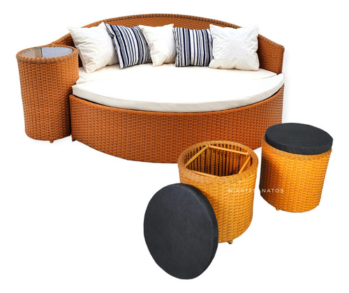 Chaise Dubai 2m C 02 Banco Puff Baú Fibra Sintética Exclusiv
