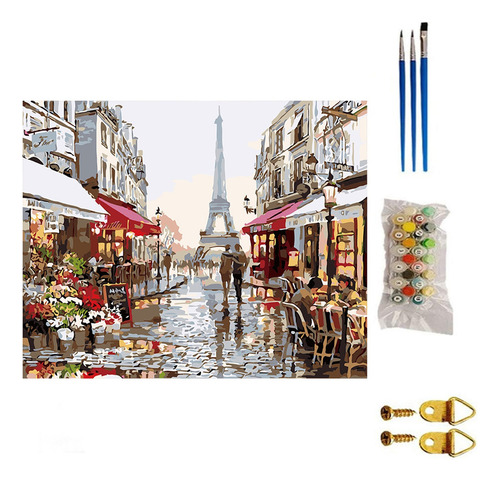 Bricolaje Pintura Por Números Kit Paris Street Paisaje Lienz