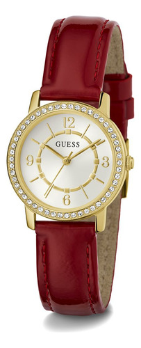 Reloj Guess Para Mujer Melody Rojo Dama Watch Resistente Color de la correa Rojo Color del fondo Champagne