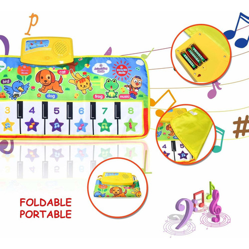 1 Teclado Interativo Tapete De Piano Infantil Musical Pista