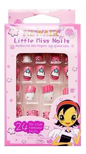 Pack 2 Uñas Postizas Para Niña De Diferentes Diseños