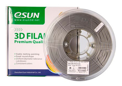 Filamento Pla+ Plateado Esun 1.75mm 1kg.