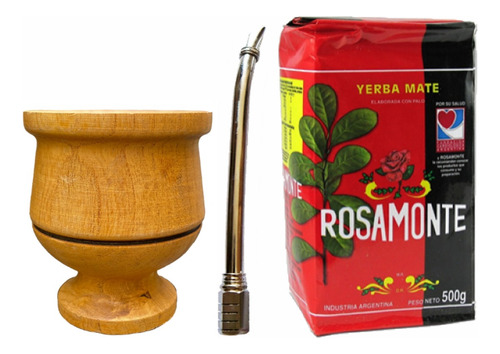 Mate De Madera Algarrobo Mod. 4, Bombilla, Yerba 500 Gr.