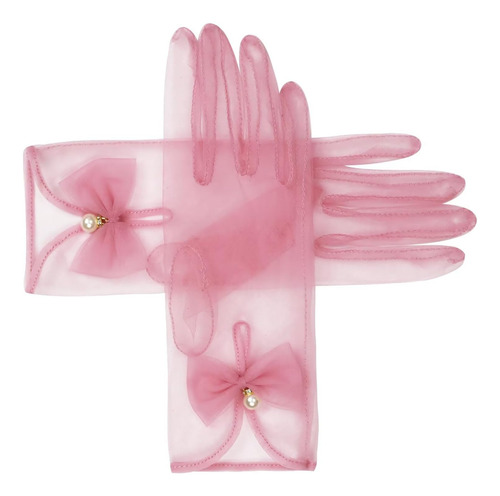 Guantes De Fiesta De Té Con Lazo Para Mujer, Guantes Transpa