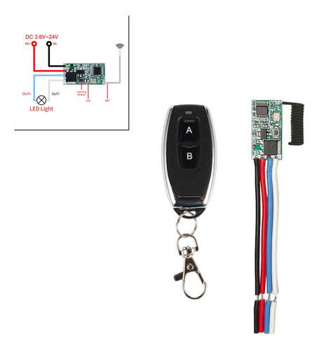 Mini Interruptor De Control Remoto Inalámbrico Rf 433mhz 12v