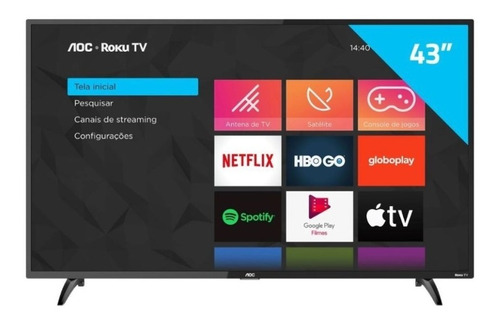 Smart Tv Led Fhd 43 Aoc Roku S5195 Preta Bivolt