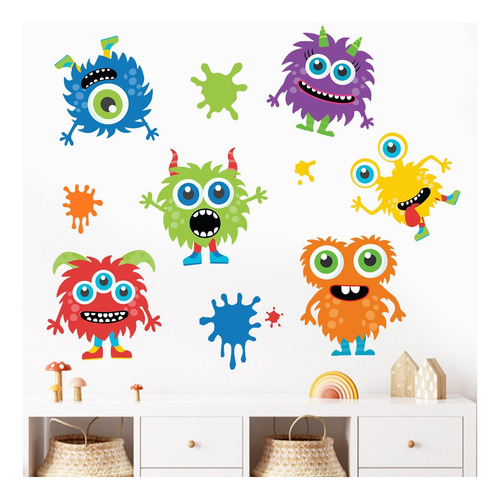 Calcomanías De Pared De Monstruos Lindos De Mfault Calcomaní