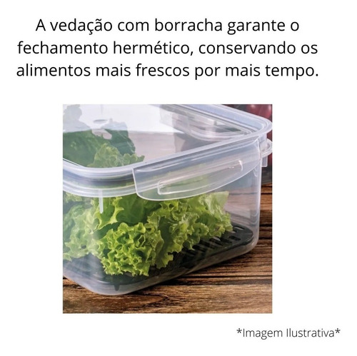 Imagem 6 de 7 de Pote Hermético 2 Divisórias Porta Frios C/ Escorredor