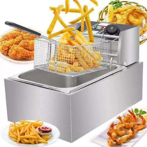 Freidora De Aceite Eléctrica Automática 6l Acero Inoxidable Plateado 50hz-60hz