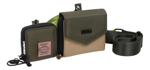 Billetera Corta Monedero Bandolera Dama Microfibra Chimola Color Militar Diseño De La Tela Liso