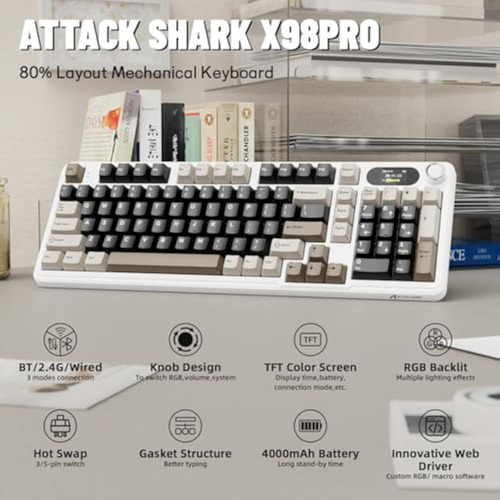 Teclado Mecánico Inalámbrico Para Juegos Attack Shark X98 Pr