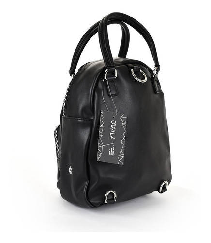Imagen 4 de 7 de Mochilas Chicas Amayra Mujer Simil Cuero Negras Bolsillos
