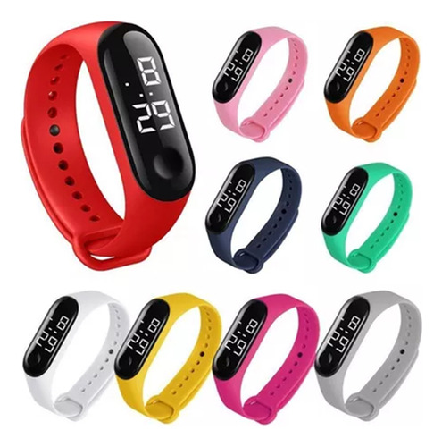 Reloj Pulsera Tactil Digital Led De Silicona Para Niños Y Niñas Marca Miaband Color Rosa Chicle