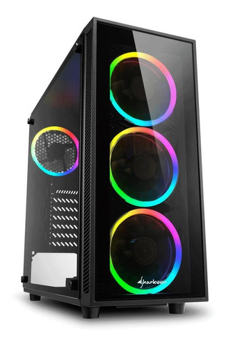 Gabinete Gamer Sharkoon Rgb Tg4 Vidrio 4 Fans Led Argb 2 Usb