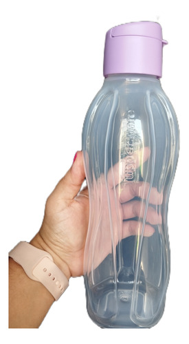 Tupperware Botella Eco Twist  1 Litro Trasnparente Tapa Lila