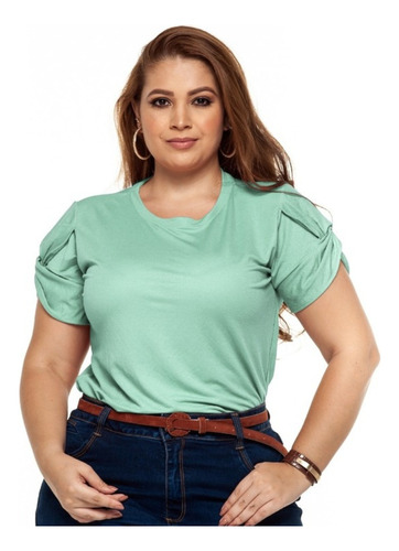 Polera Casual Plus Size Verde Menta - Trucco´s  P2324