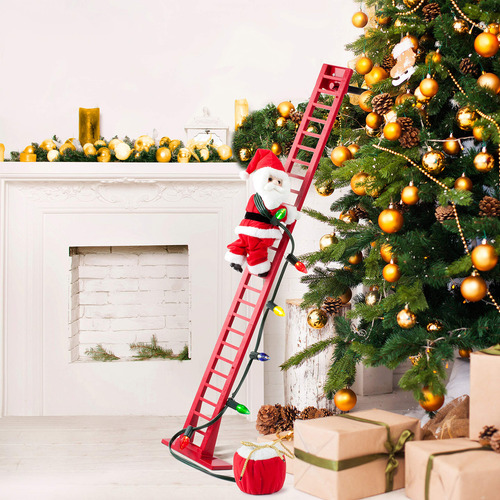 Decoración De Navidad Animada Musical 106 Cm Papá Noel Blanc