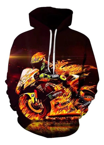 Sudadera 3d Digital Moda Tendencia Fuego Motociclismo Carrer