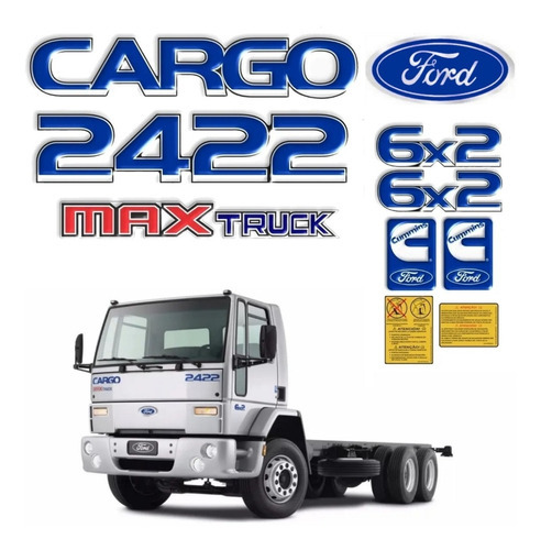 Adesivo Emblema Resinado Compatível Cargo 2422 Maxtruck 6x2 Cor Azul