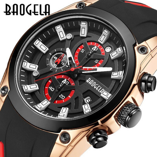 Reloj De Pulsera Baogela Fashion Luminous Con Cronógrafo Color Del Fondo Rose Black